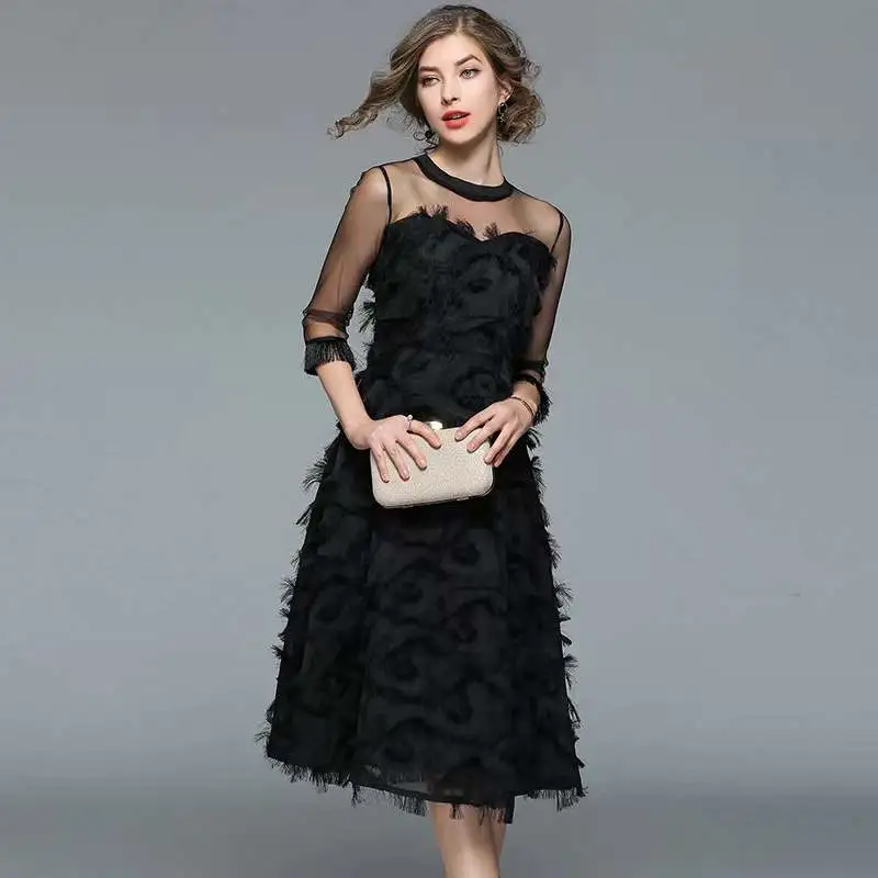 tassel feather dress puffy dress manufacturer