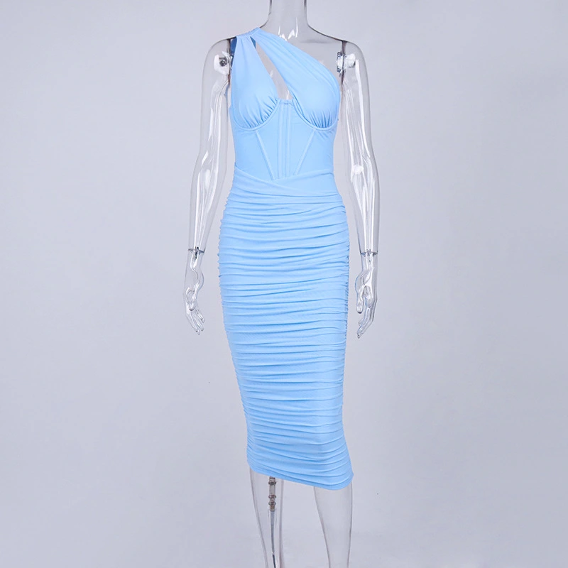 one shoulder dress maxi bodycon dress manufacturer