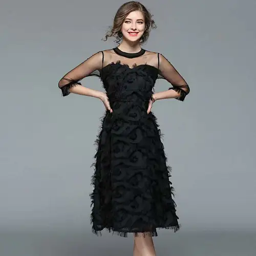 tassel feather dress puffy dress manufacturer