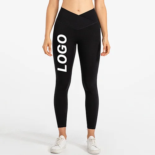 Custom Logo V Cut Waist Design Fitness Wear Sportswear Women Workout Gym Butt Scrunch Pants Seamless Yoga Leggings