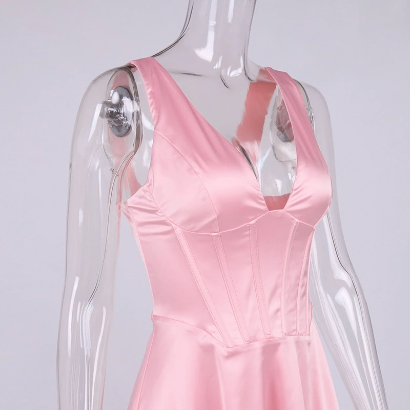 pink mini satin dress manufacturer