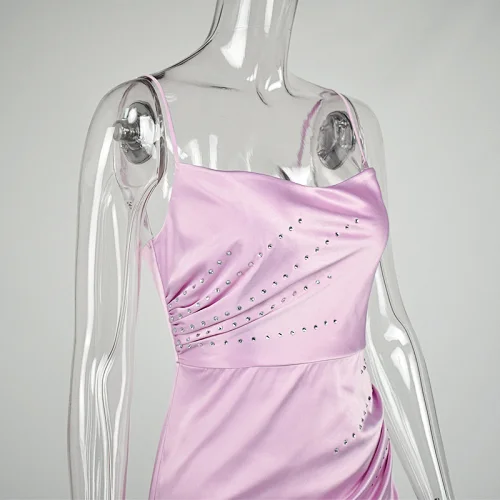 pink satin slip dress manufacturer