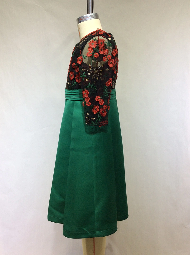 mesh flower embroidery girl dress manufacturer