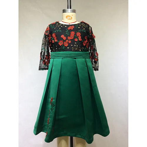 mesh flower embroidery girl dress manufacturer