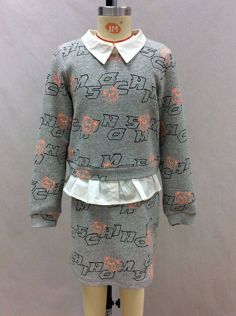 shirt collar letter print girl dress manufacturer