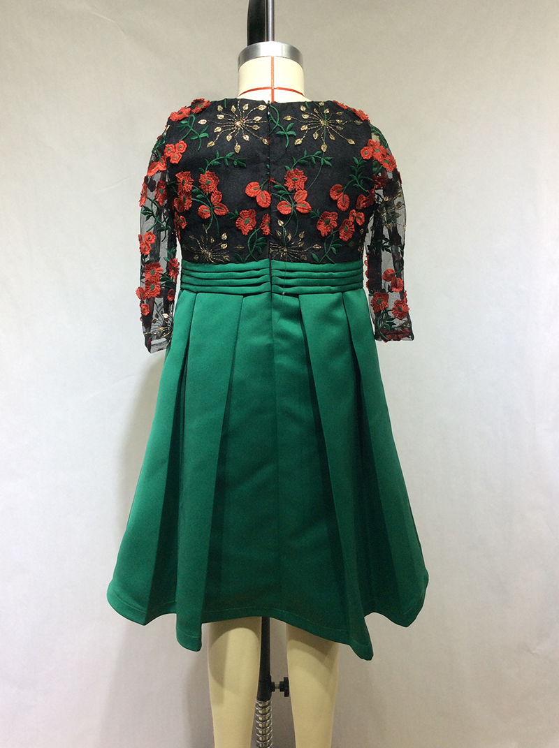 mesh flower embroidery girl dress manufacturer