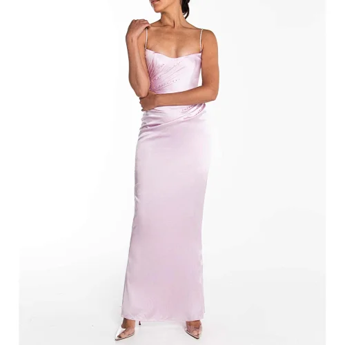 pink satin slip dress manufacturer