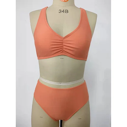 Women Back Slip Orange Beachwear High Quality Summer Halter Top Swimsuit