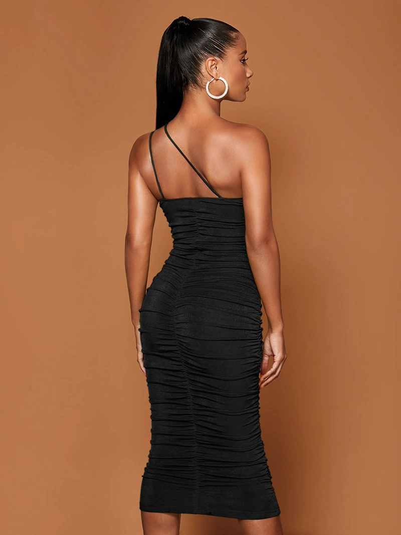 one shoulder ruched dress manufacturer