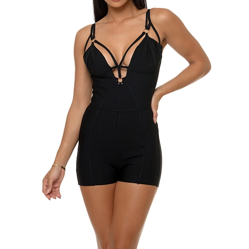Deep V-neck Wholesale Women Sexy Bandage Bodycon Bodysuits