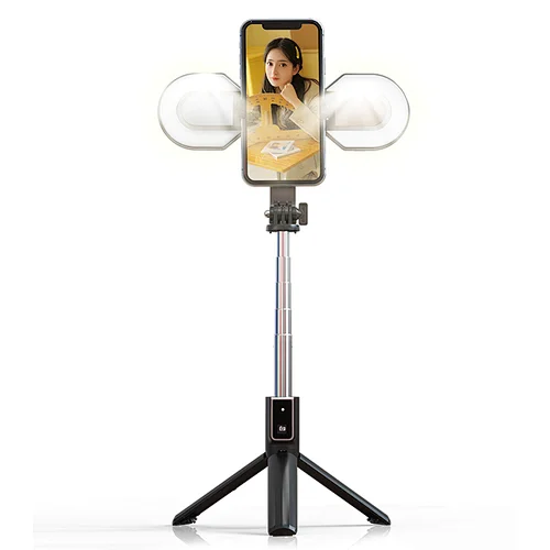 Selfie tripod with fill-in light