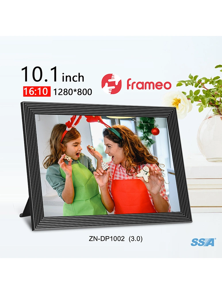 FRAMEO 10.1 inch WiFi Digital Photo Frame 1280x800 IPS LCD Touch Screen, AutoRotate Portrait