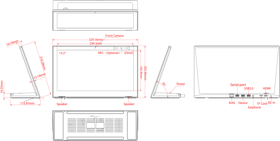 L shape tablet pc