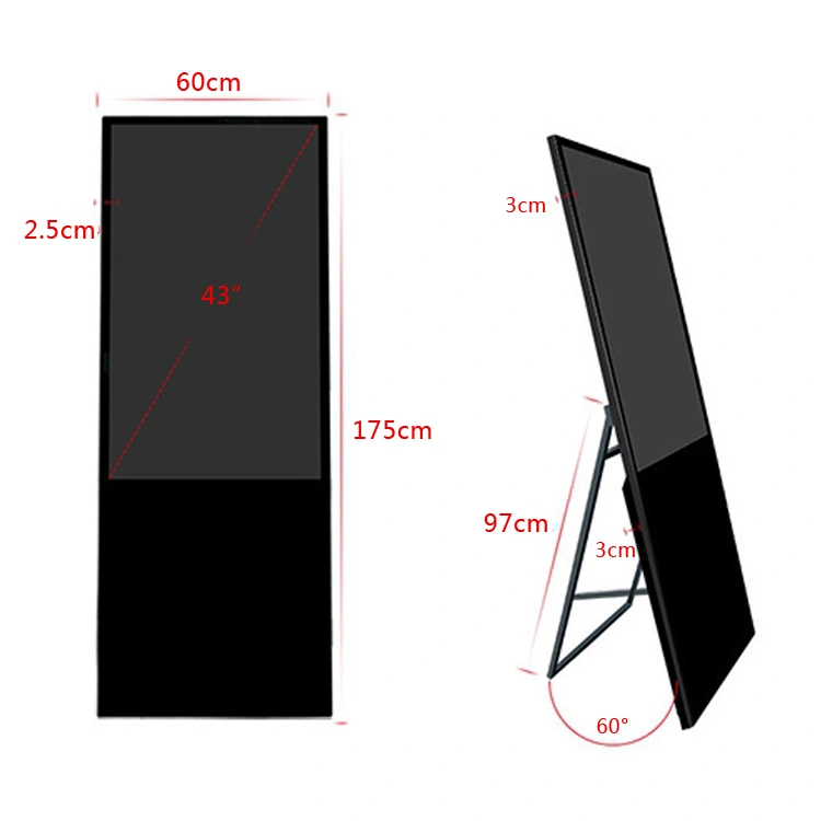 43 inch LCD Floor Standing Kiosk Disply Digital Signage high Resolution 16GB Storage All in one tablet PC