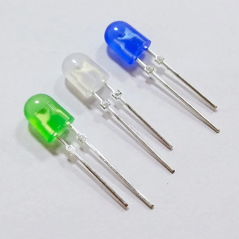 High lumen 5mm 2pin 110degree white blue green red oval led diode