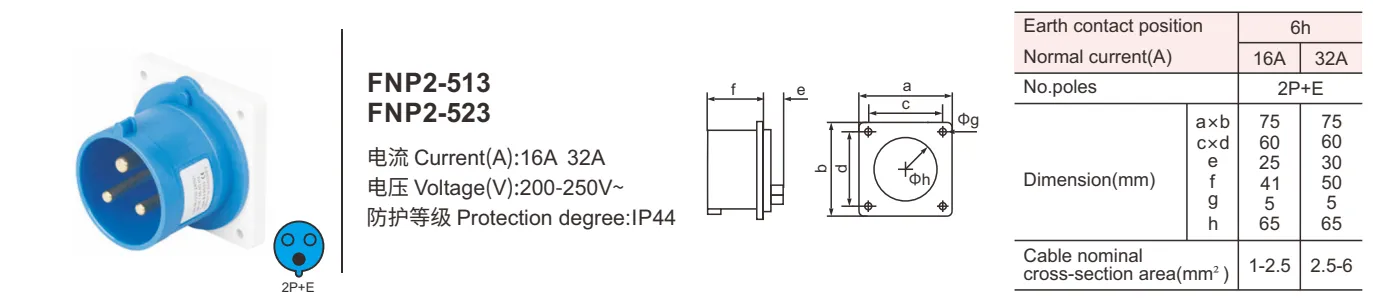 32a 3pin socket industrial plug socket connector current
