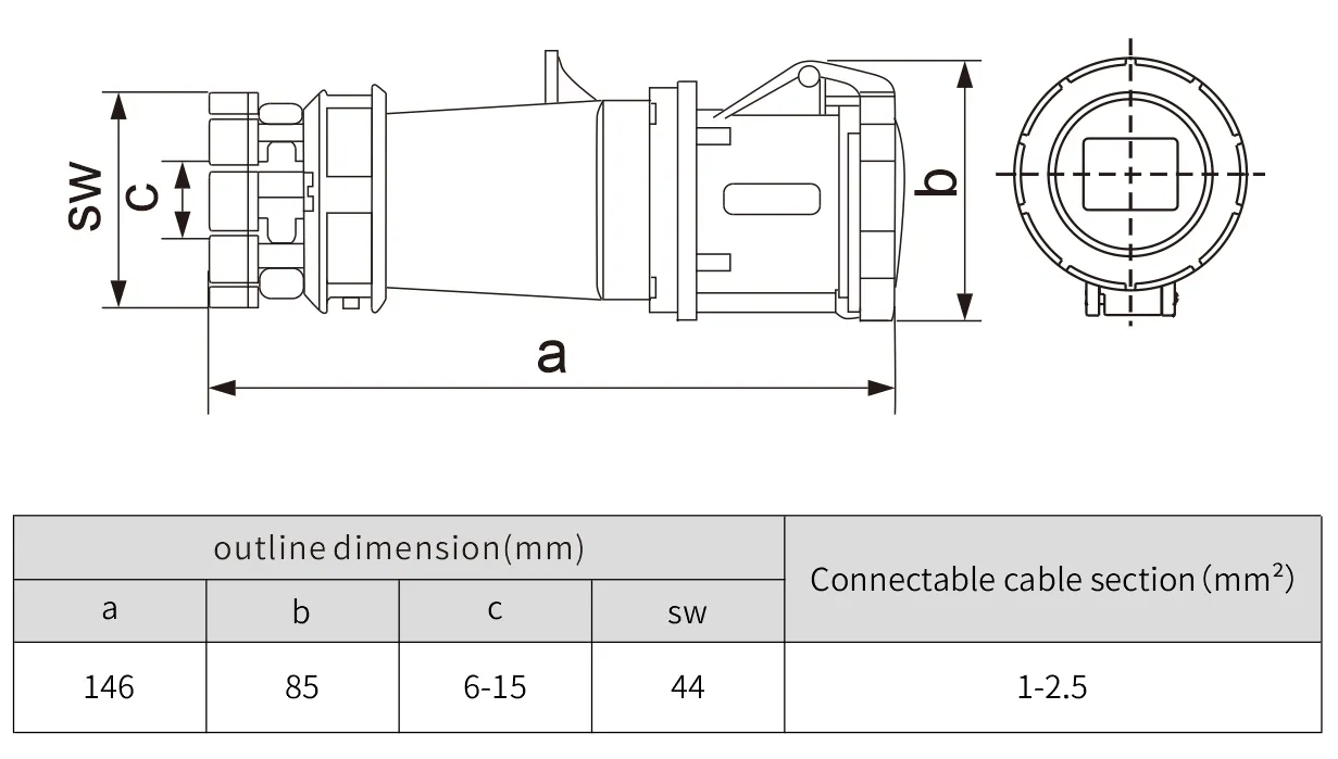 Electric single phase 5pin 380v 16a industrial plug socket