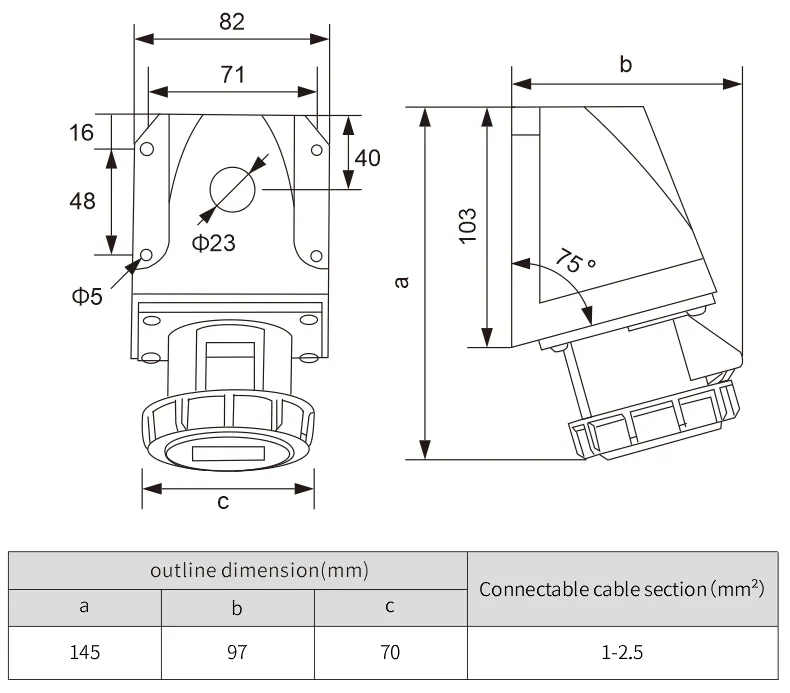 110V Female electric power socket Cable industrial plug