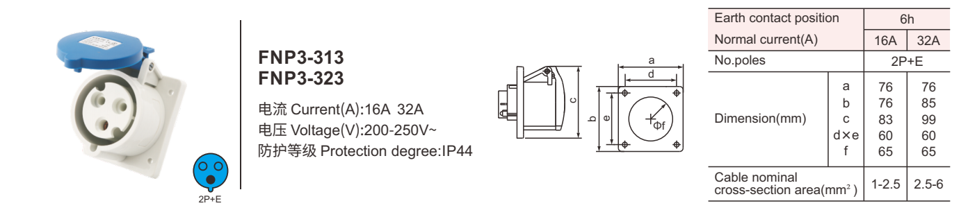32A 250V Outdoor ip44 waterproof Socket With Certificate