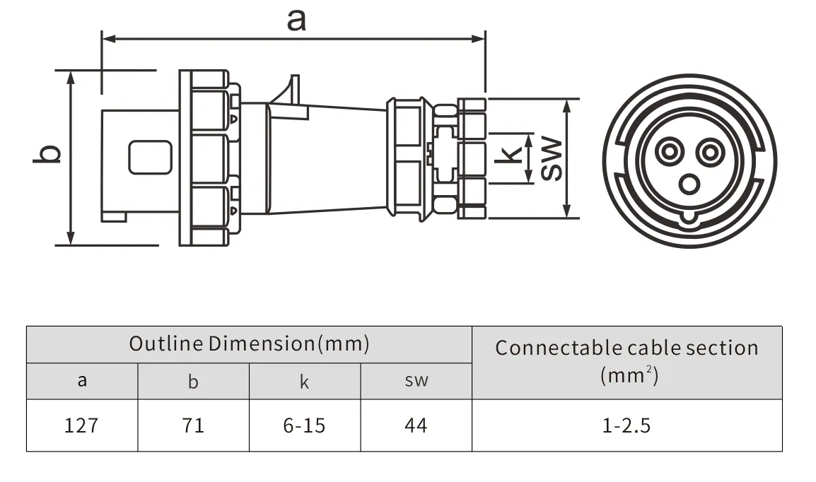 Top industrial socket plug ip67 waterproof 16a 3p male