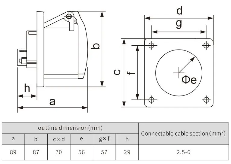3Pin IP44 32a industrial socket power supply socket outlet