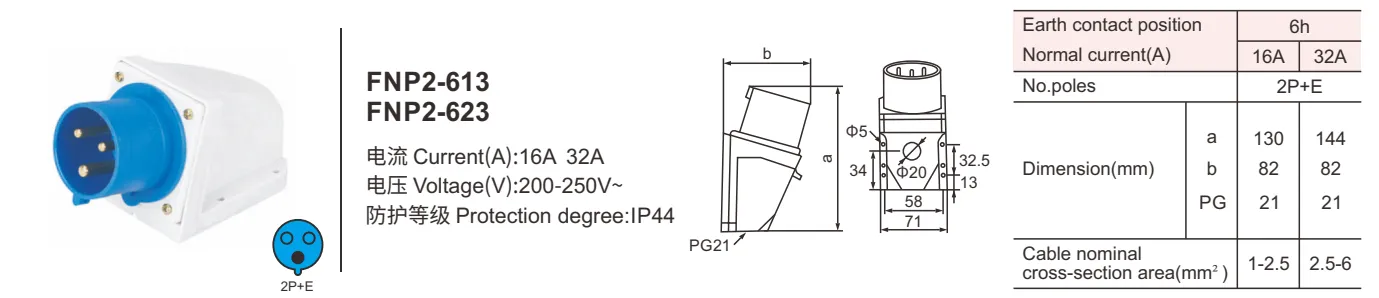supplier safe industrial surface mounted plug socket cable