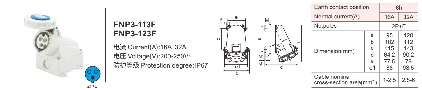 16A floor socket PC european outdoor socket surface mounted