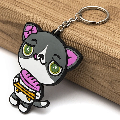 Custom 2.5D cat shape soft PVC silicone Japanese animal style cartoon keychain