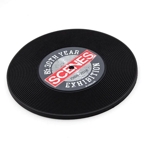 Existing mould with printing logo creative vinyl record soft  PVC rubber coaster
