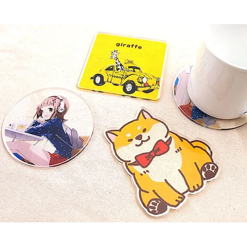 Custom Printed Plastic Drink Cup Holder Clear Acrylic Coaster
