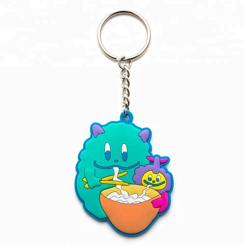 Custom logo cute monster star noodles pvc keychain