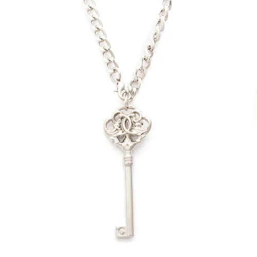 Customized metal key shape couple  hang tag necklace