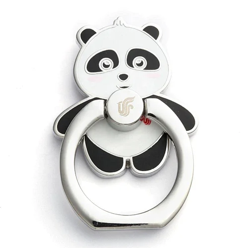 Customized metal zinc alloy phone holder hard enamel panda shape design phone ring