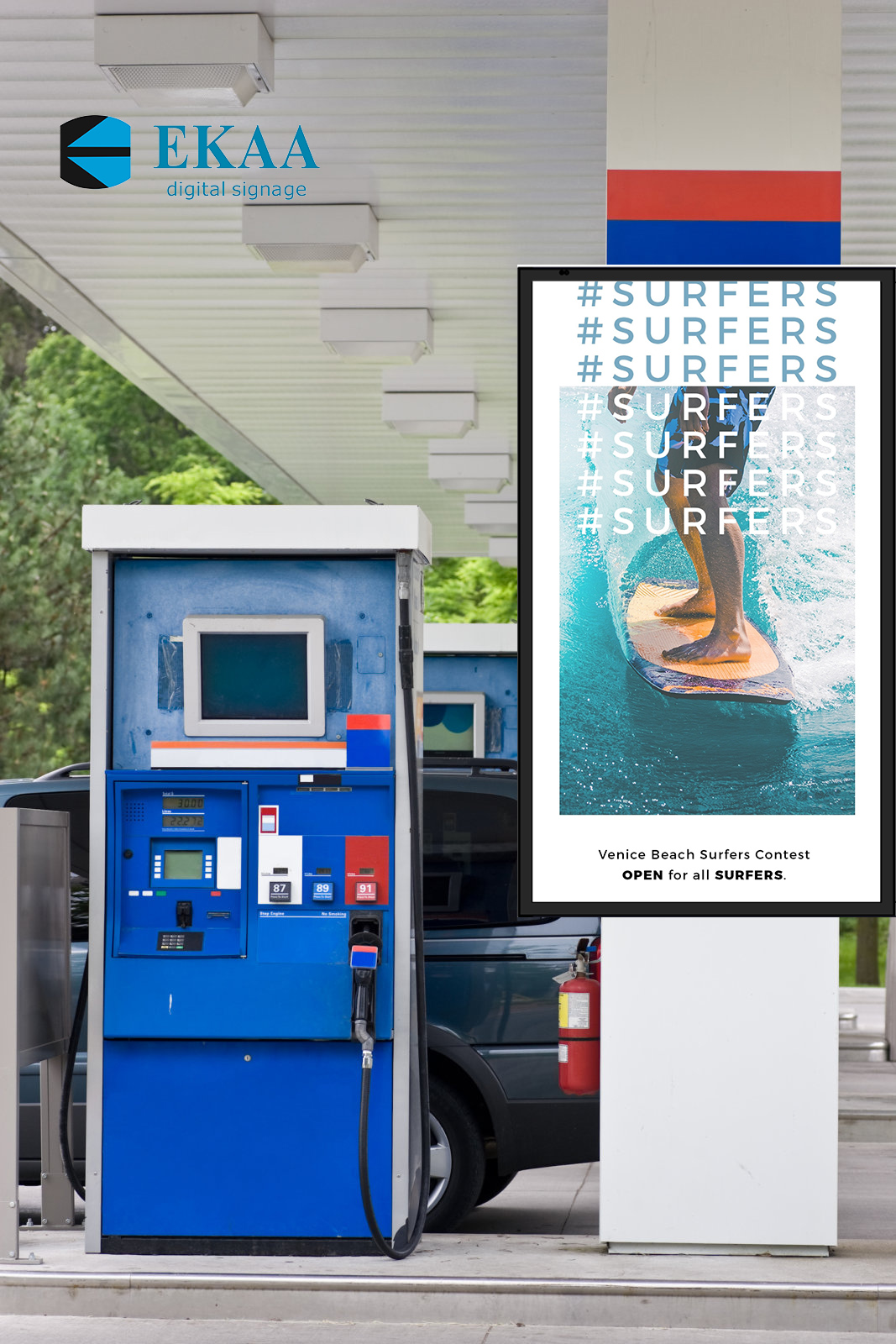Outdoor digital signage for gas station