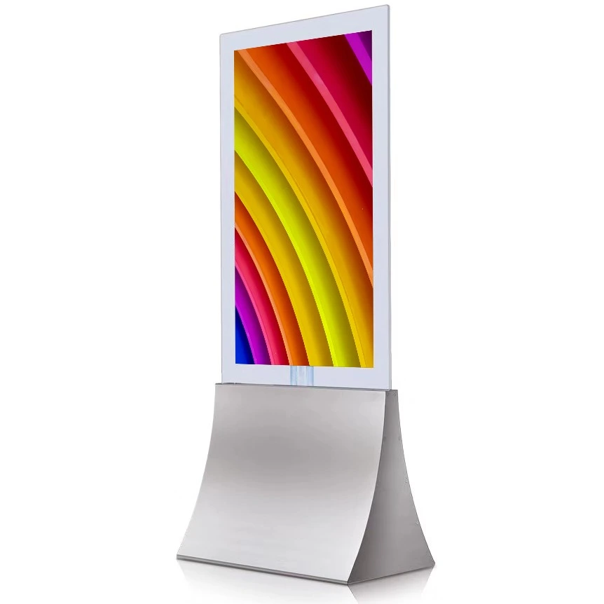 Ultra-thin floor standing double-sided displays