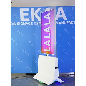 Ultra-thin floor standing double-sided displays