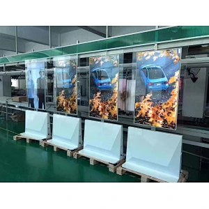 Ultra-thin floor standing double-sided displays