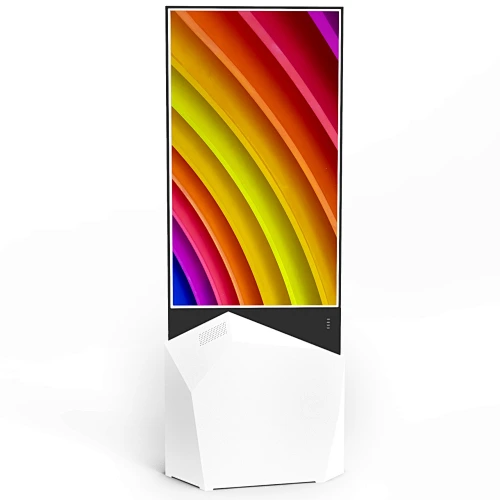 Ultra-thin floor standing double-sided displays