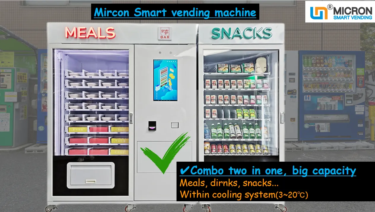 cooked food meal vending machine combo smart machine with big capacity and touch screen