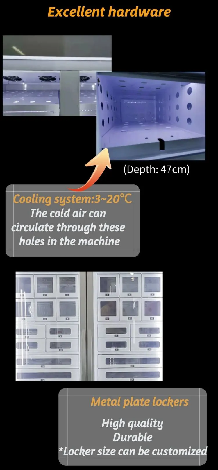 high quality hardware for cake vending machine refrigerated cake vending machine with 3~20℃ cooling system to keep cake and bread fresh