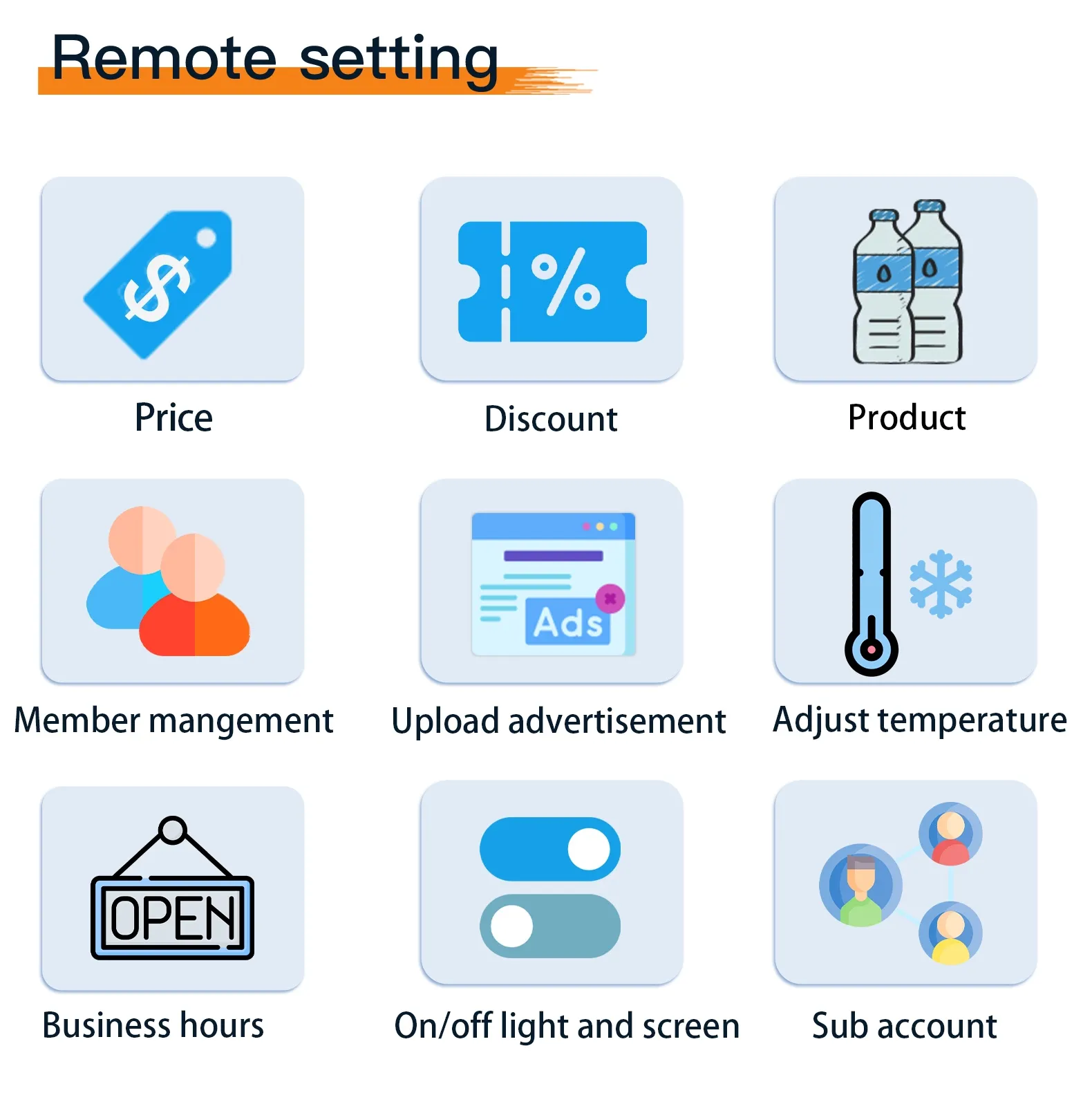smart vending system remote setting price discount temperature of vending machine convenience store