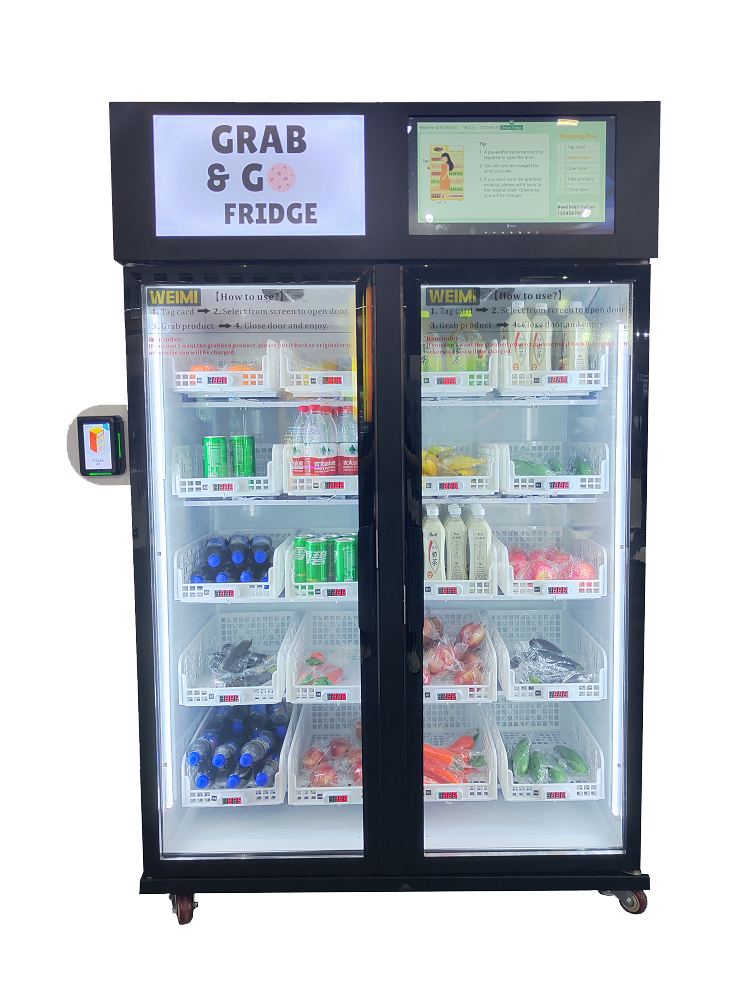 open a vending machine convenience store with smart fridge double door
