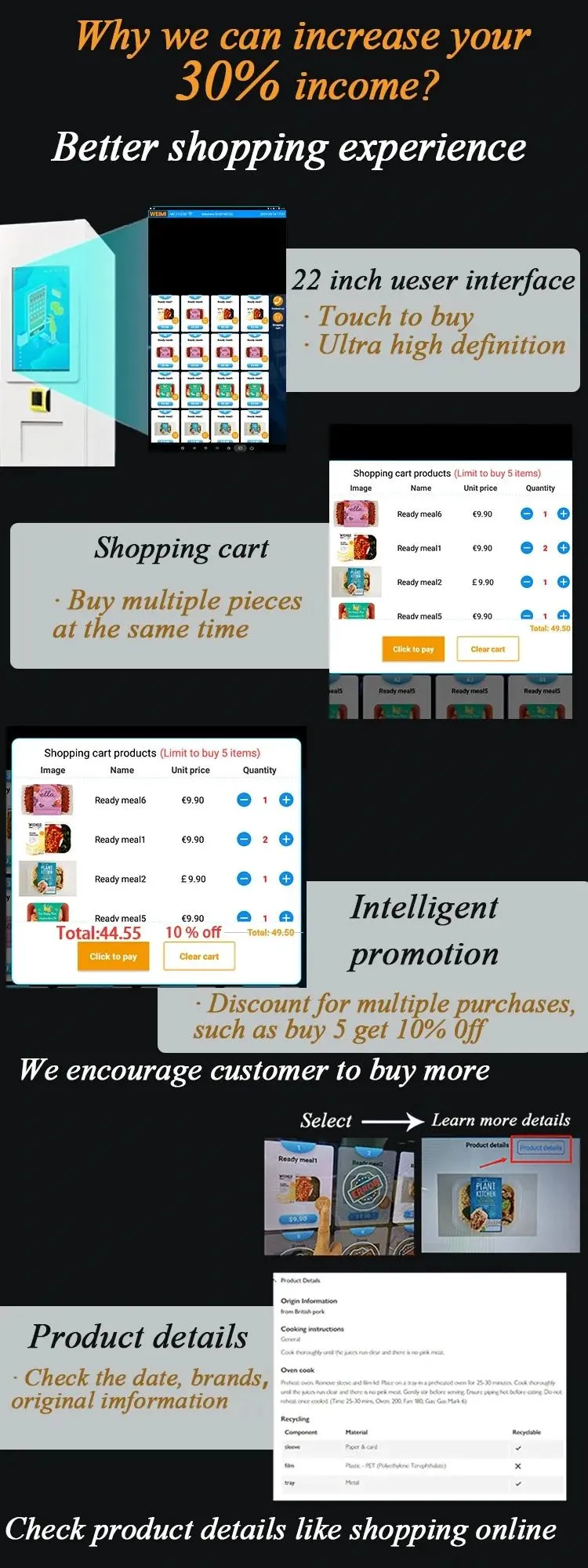 double combo vending machine for meals and snacks great shopping experience intelligent promotion for your sales
