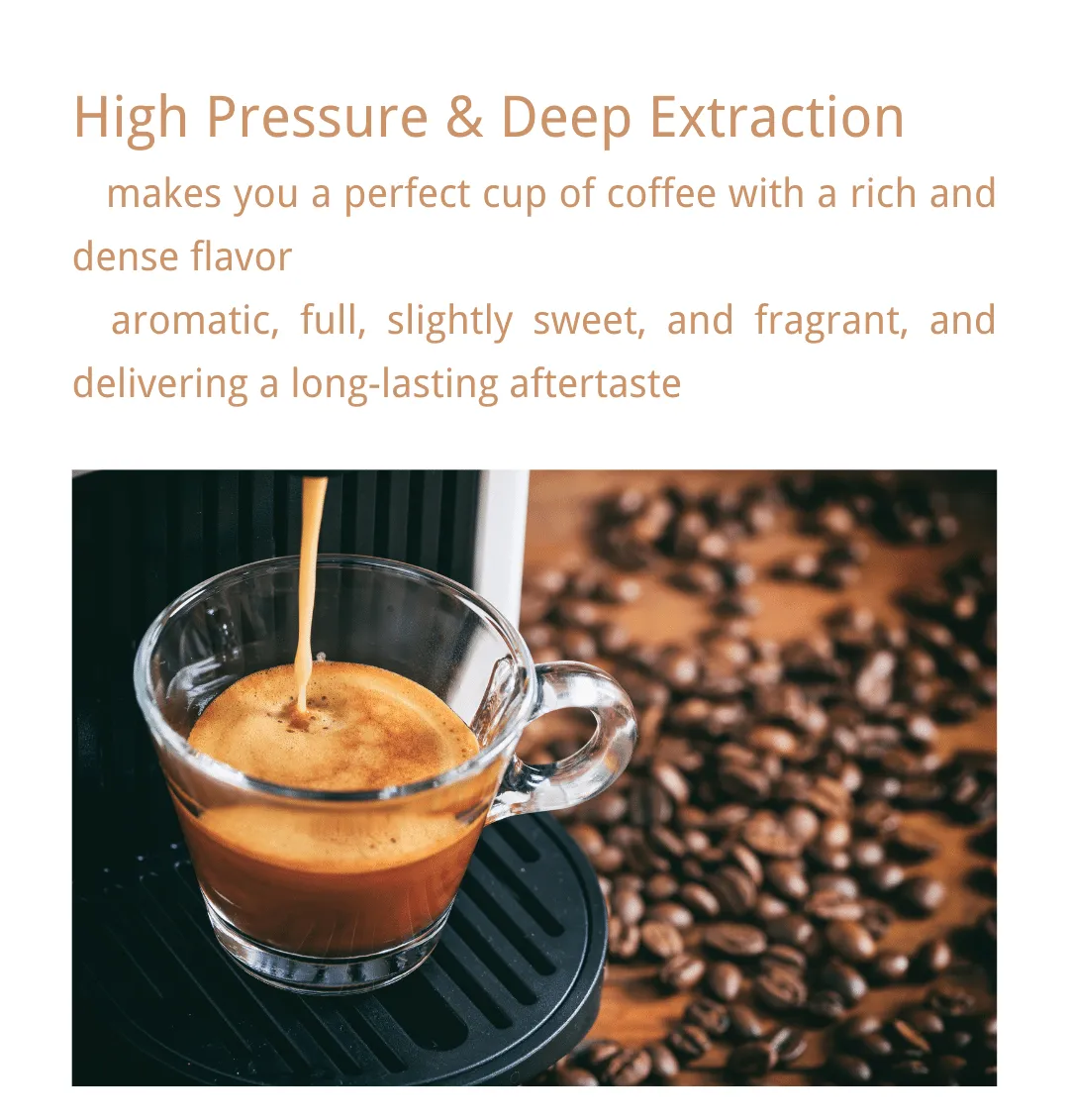high pressure and deep extraction to make a cup of coffee from a standing coffee vending machine