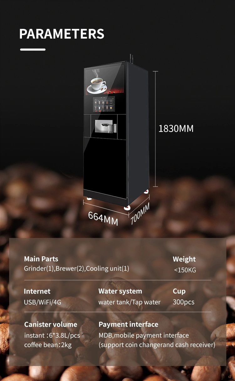 parameters of Micron Standing Coffee Vending Machine commercial floor standing coffee vending machine