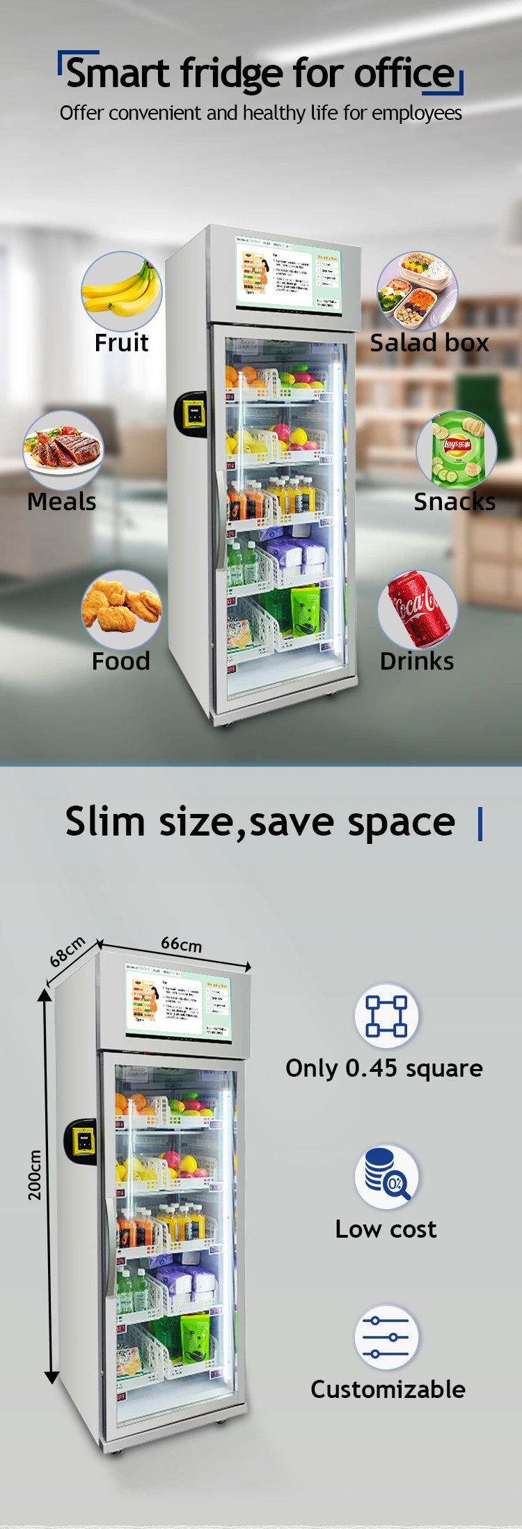 office food vending machine less cost more sales easy to operate