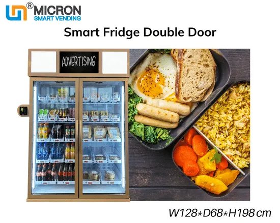 Micron Smart Fridge Vending Machine Double Door with Age Checker and Card Reader