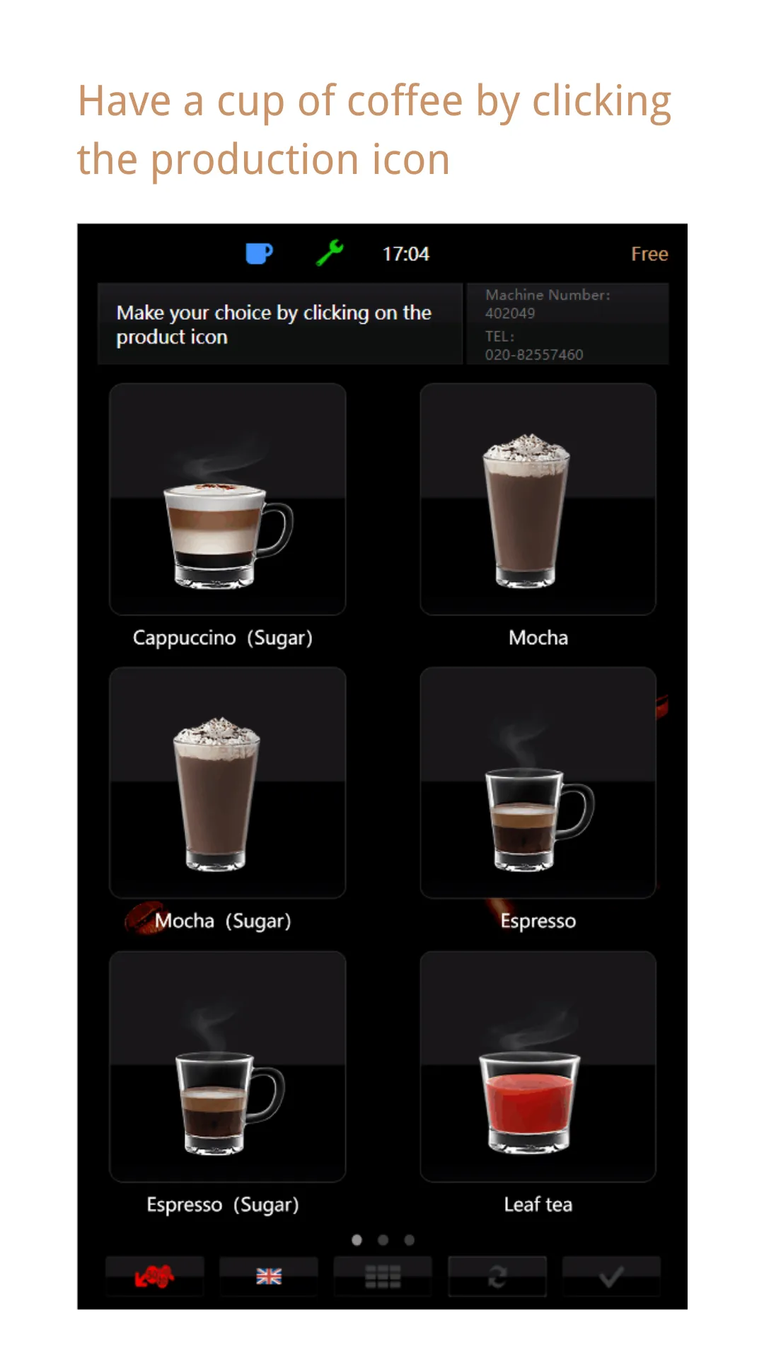 have a cup of coffee by clicking on the product icon