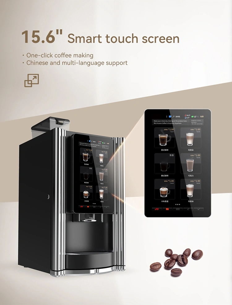 micron tabletop small coffee vending machine 15.6 inch touchscreen one-click coffee making