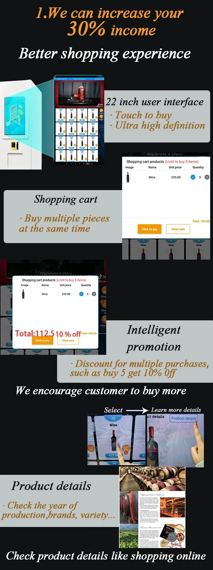 alcohol vending machine with age recognizer and elevator for selling fragile products like beer, wine and glass-bottled products, better shopping experience